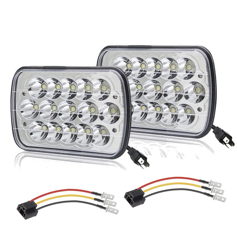 AMUNIESUN 2PC 45w Rectangle 7x6 5x7 Inch Headlights 6052 6054 H5054 H6054 Hi/Low Sealed Beam Replacement For Chevy Express Cargo Van 1500 2500 3500 Jeep Wrangler Toyota Pickup Dodge Ram - Image 1